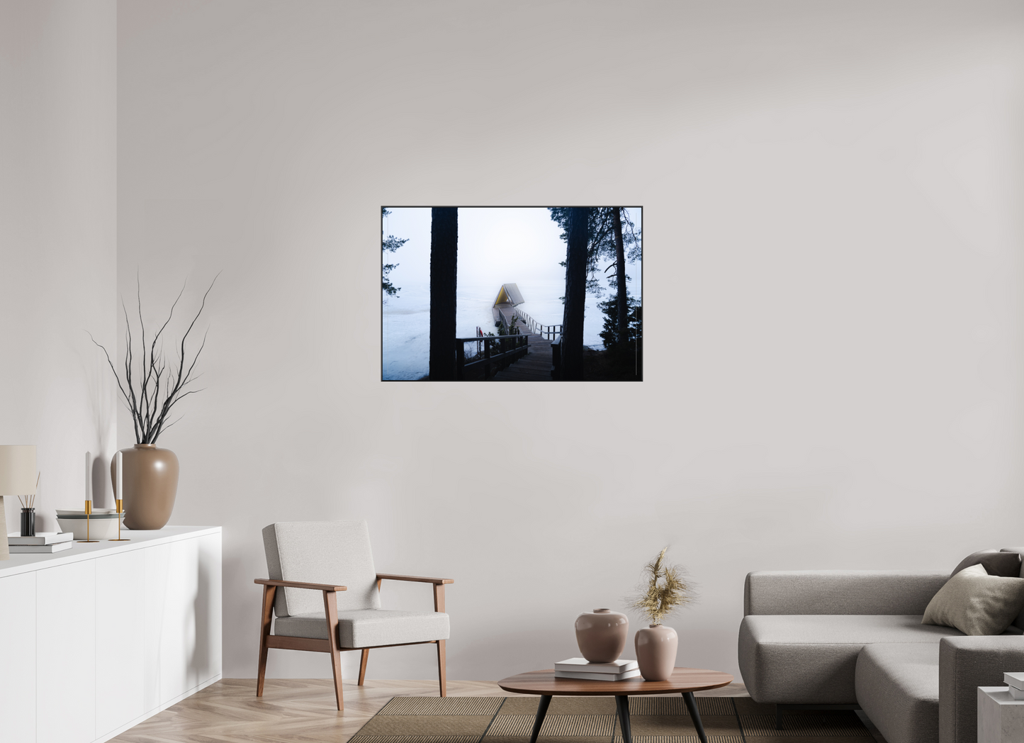 105 x 70 cm, Frame Aluminum Black Acrylic Glass Refuge d'hiver