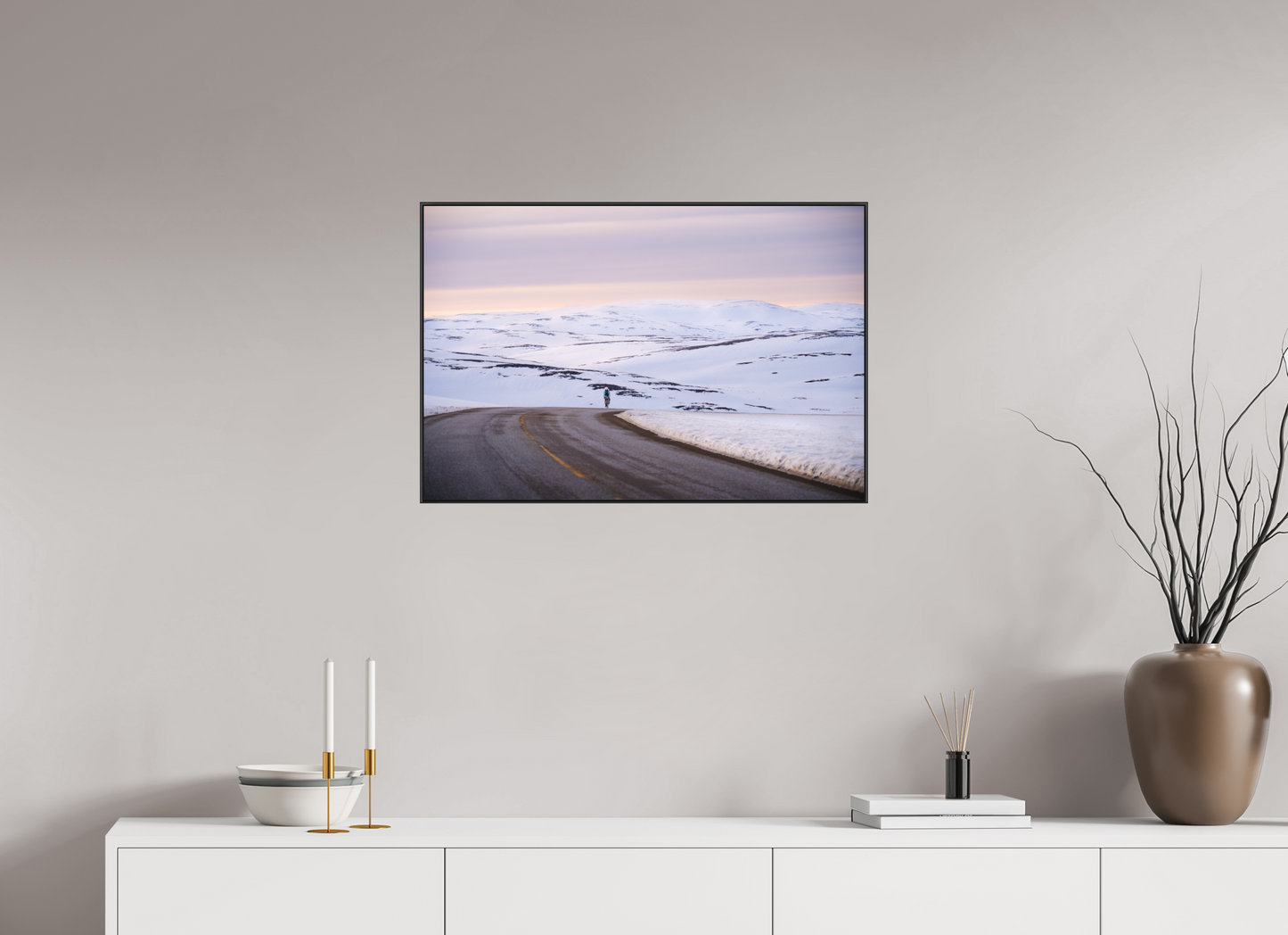 75 x 50 cm, Frame Aluminum Black Acrylic Glass Sur le chemin du retour 2