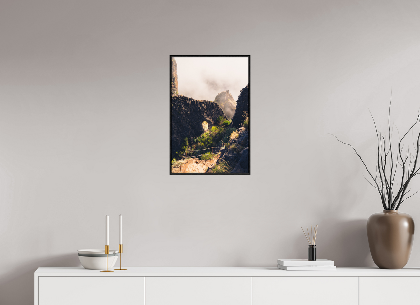 40 x 60 cm, Wooden Frame Black Oak Acrylic Glass Vereda do Pico Ruivo
