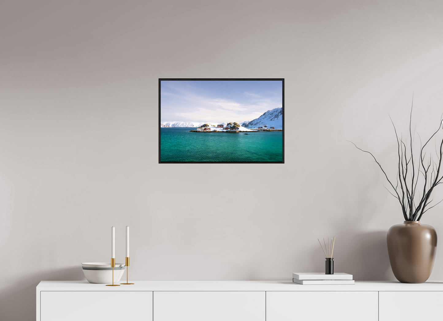60 x 40 cm, Wooden Frame Black Oak Acrylic Glass Le bout du monde