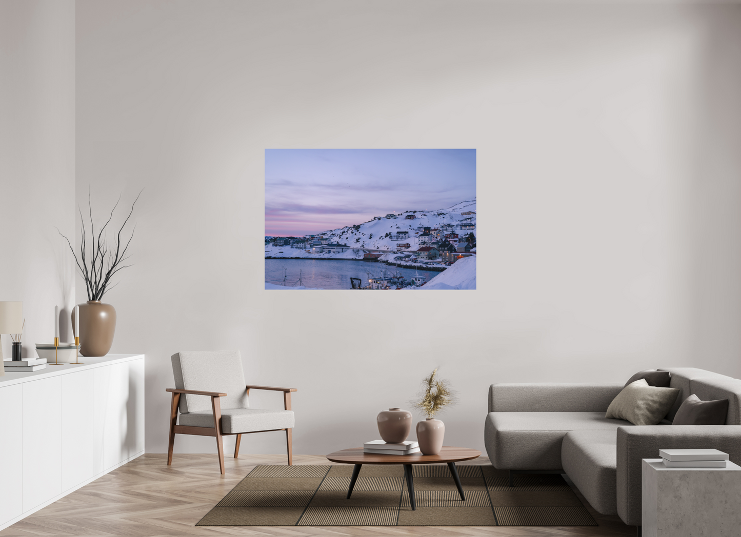150 x 100 cm, Direct Printing On Aluminum Dibond Village au bout du monde