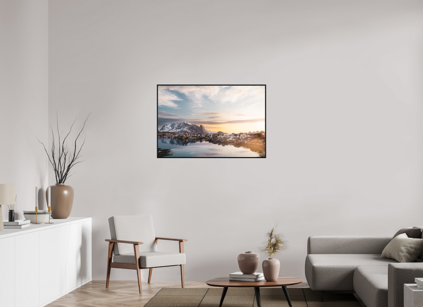 105 x 70 cm, Wooden Frame Black Oak Acrylic Glass Reine III