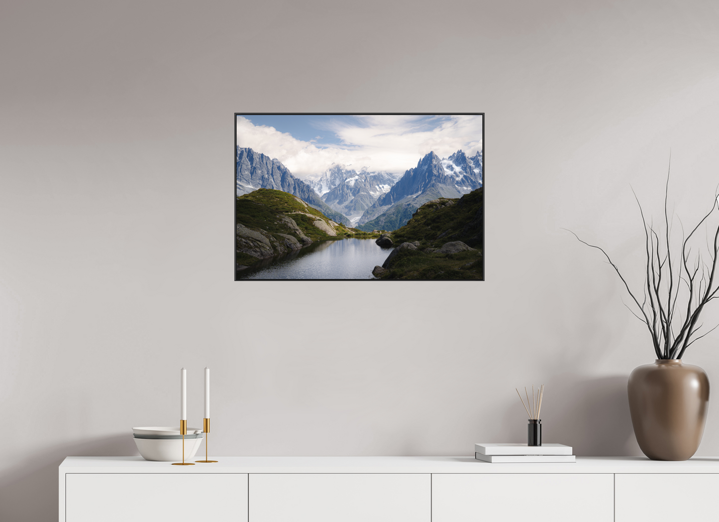75 x 50 cm, Frame Aluminum Black Acrylic Glass Mer de Glace