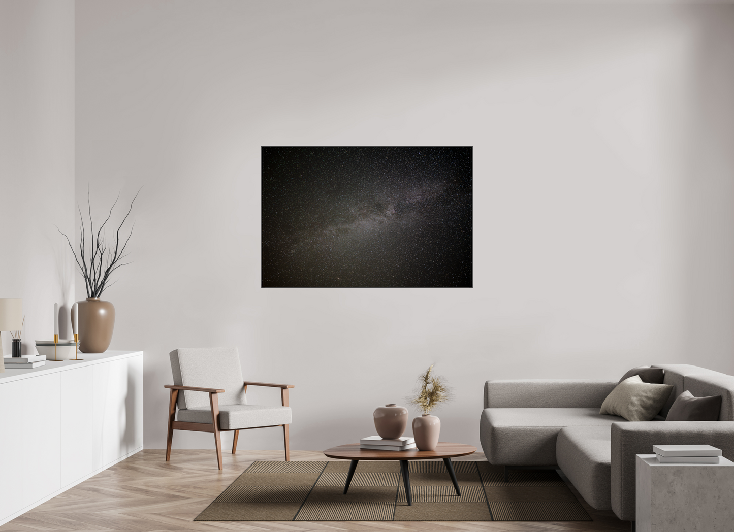 150 x 100 cm, Frame Aluminum Black Acrylic Glass Dans le ciel nocturne