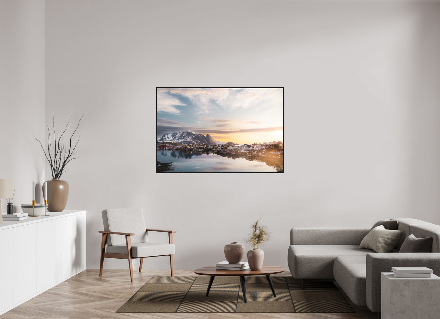 150 x 100 cm, Wooden Frame Black Oak Acrylic Glass Reine III