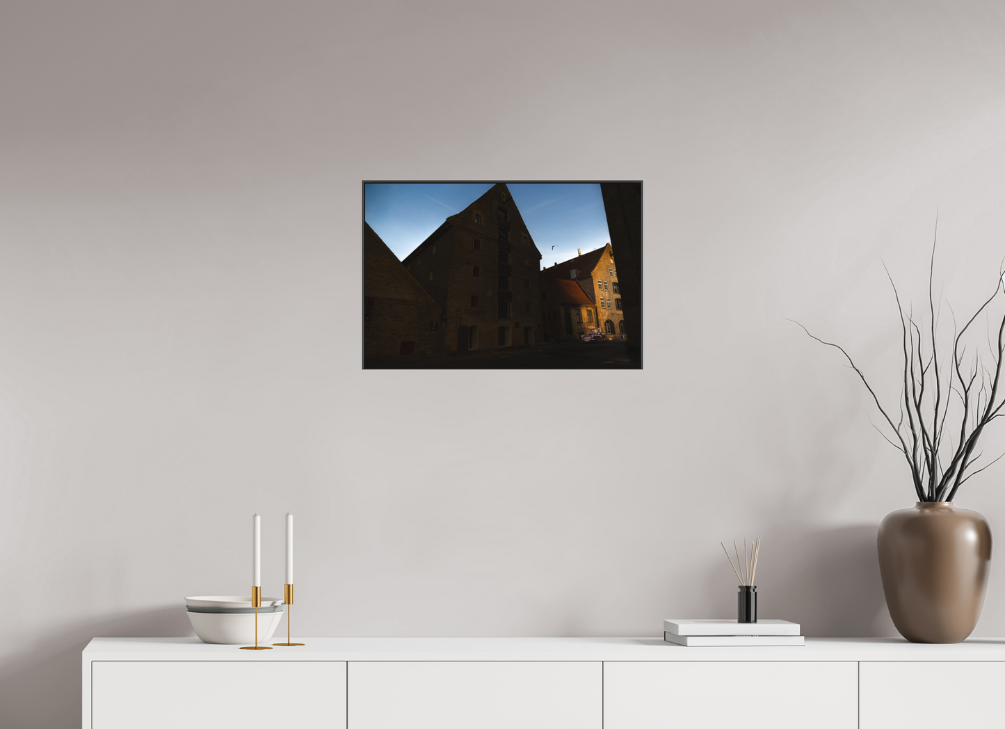 60 x 40 cm, Frame Aluminum Black Acrylic Glass Quartier des Ambassades