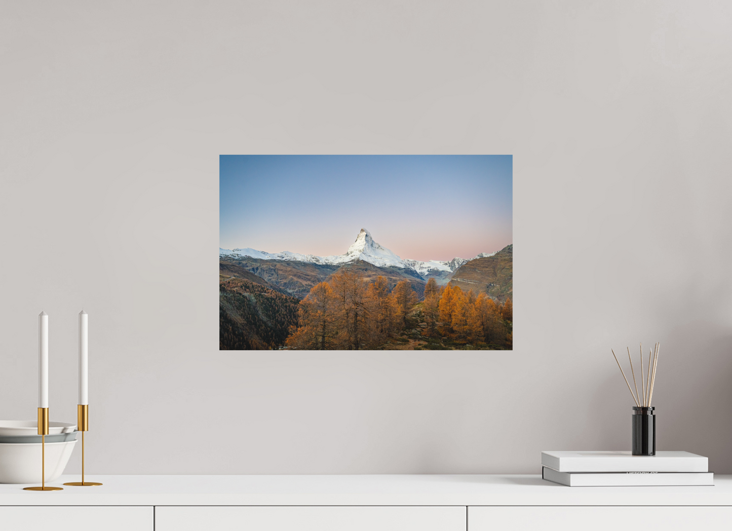 45 x 30 cm, Direct Printing On Aluminum Dibond Réveil face au Cervin