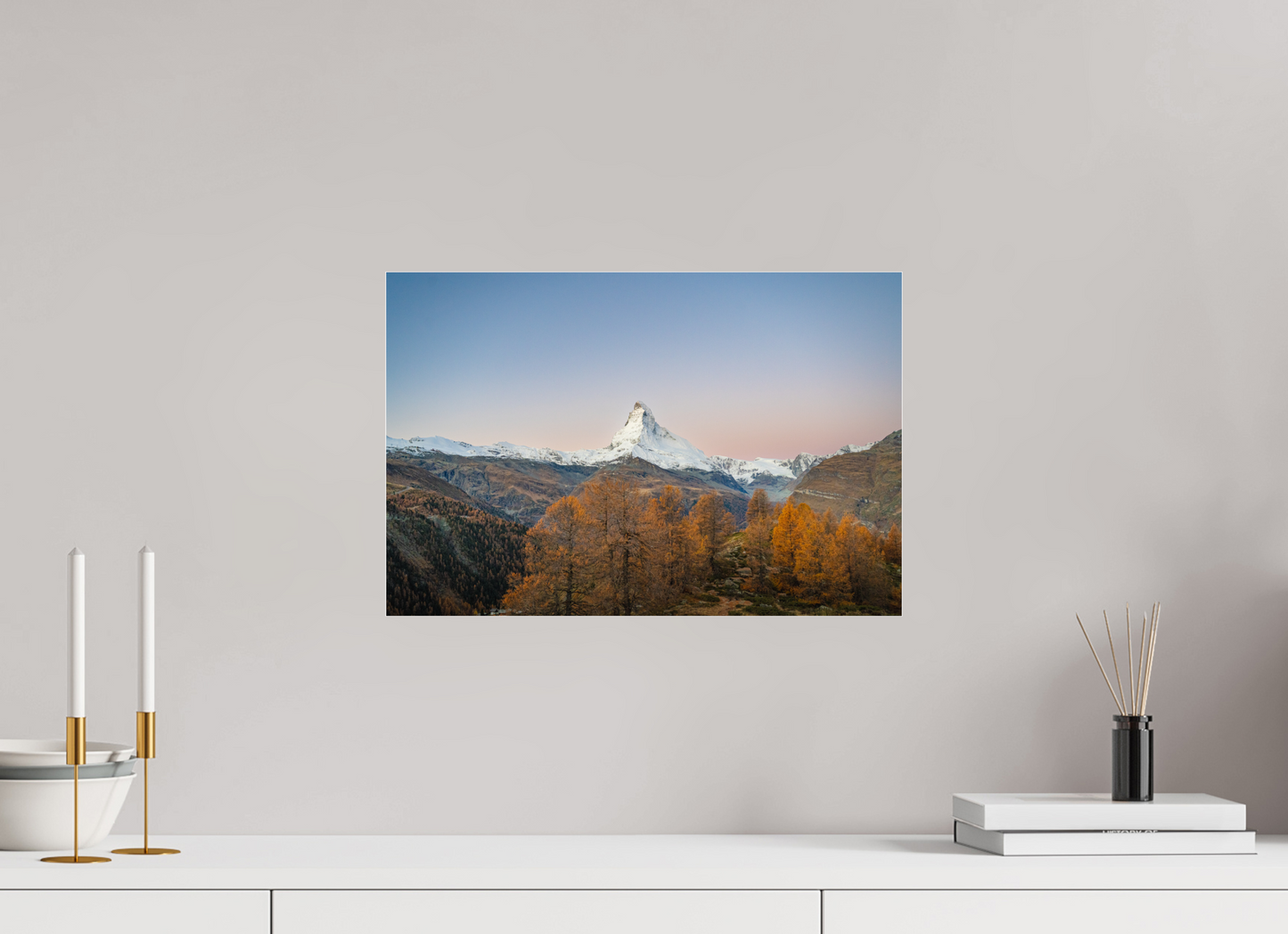 45 x 30 cm, Photo Print Under Acrylic Glass Réveil face au Cervin