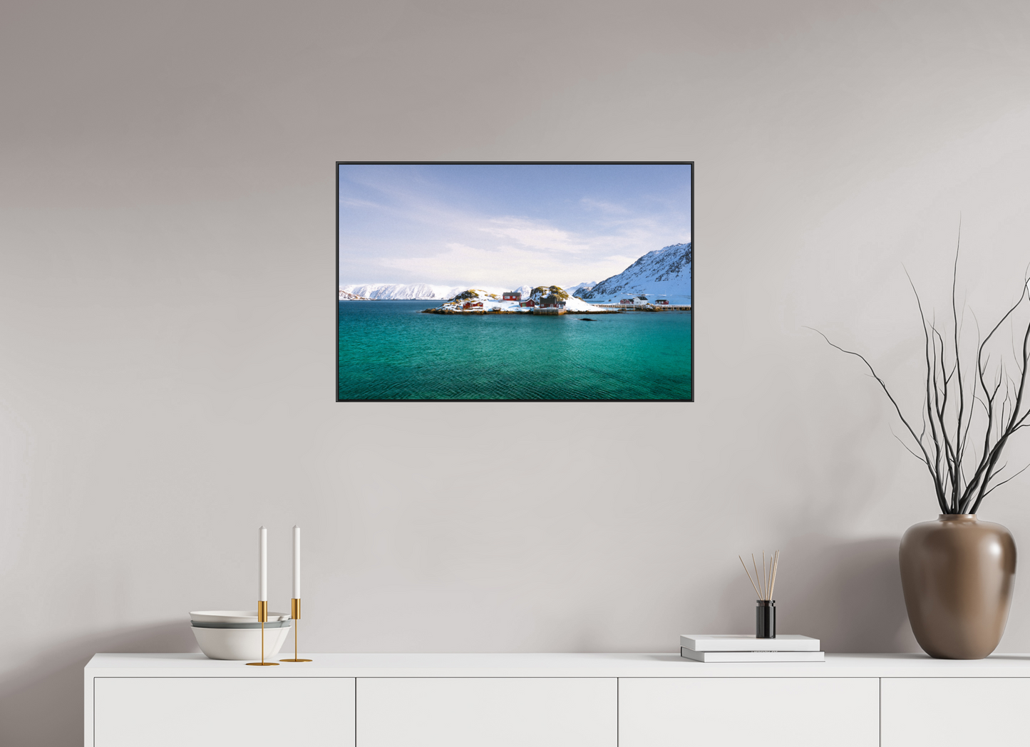 75 x 50 cm, Frame Aluminum Black Acrylic Glass Le bout du monde