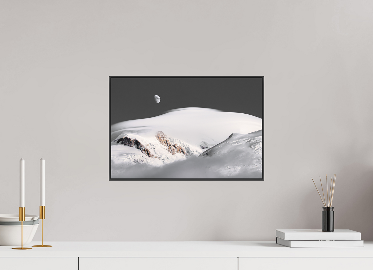 45 x 30 cm, Frame Aluminum Black Acrylic Glass Lever de Lune