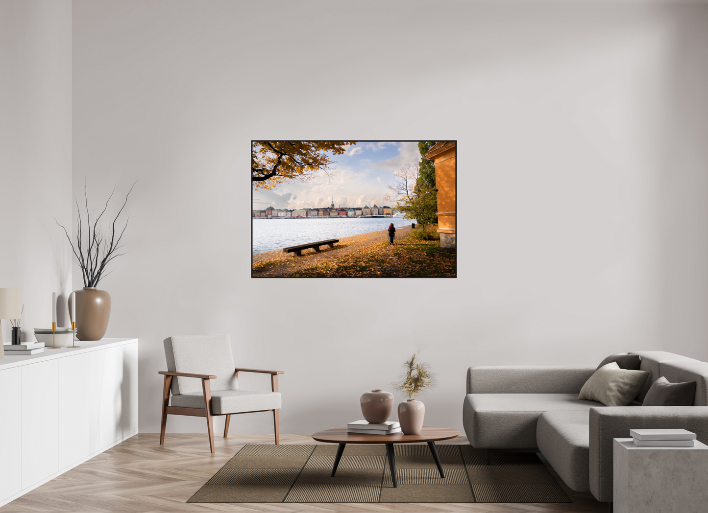 150 x 100 cm, Wooden Frame Black Oak Acrylic Glass Stockholm Islands