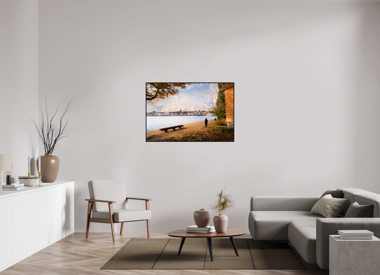 120 x 80 cm, Wooden Frame Black Oak Acrylic Glass Stockholm Islands