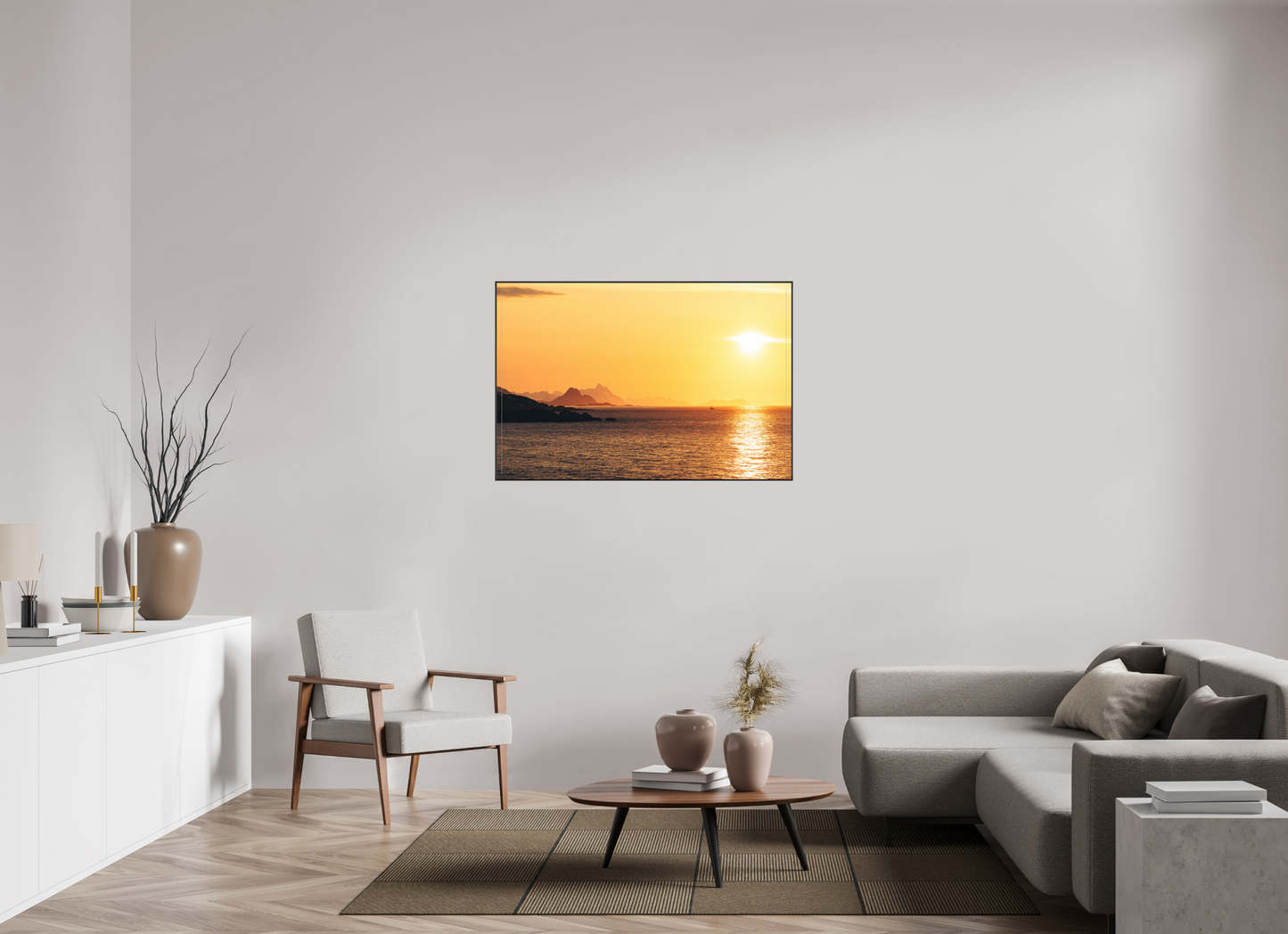120 x 80 cm, Frame Aluminum Black Acrylic Glass Raðljóst I