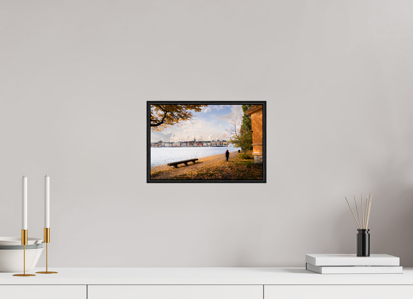 30 x 20 cm, Wooden Frame Black Oak Acrylic Glass Stockholm Islands