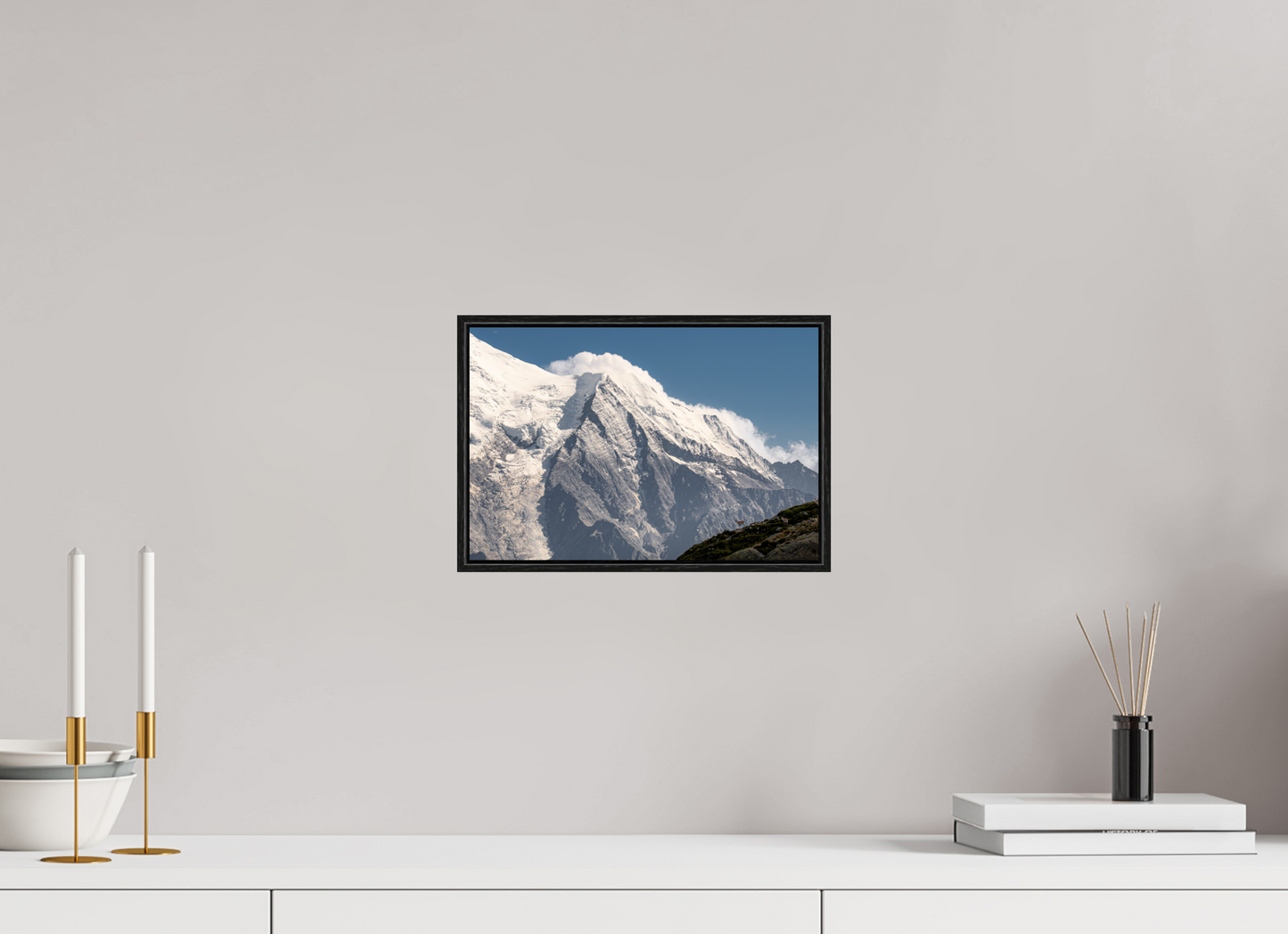 30 x 20 cm, Wooden Frame Black Oak Acrylic Glass Vue sur Bionnassay