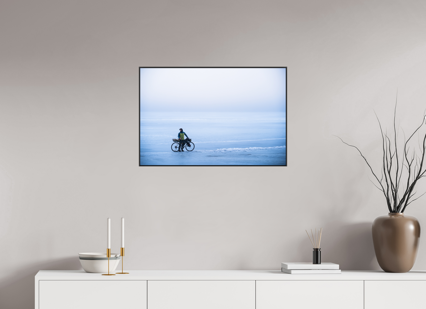 75 x 50 cm, Frame Aluminum Black Acrylic Glass Une page blanche