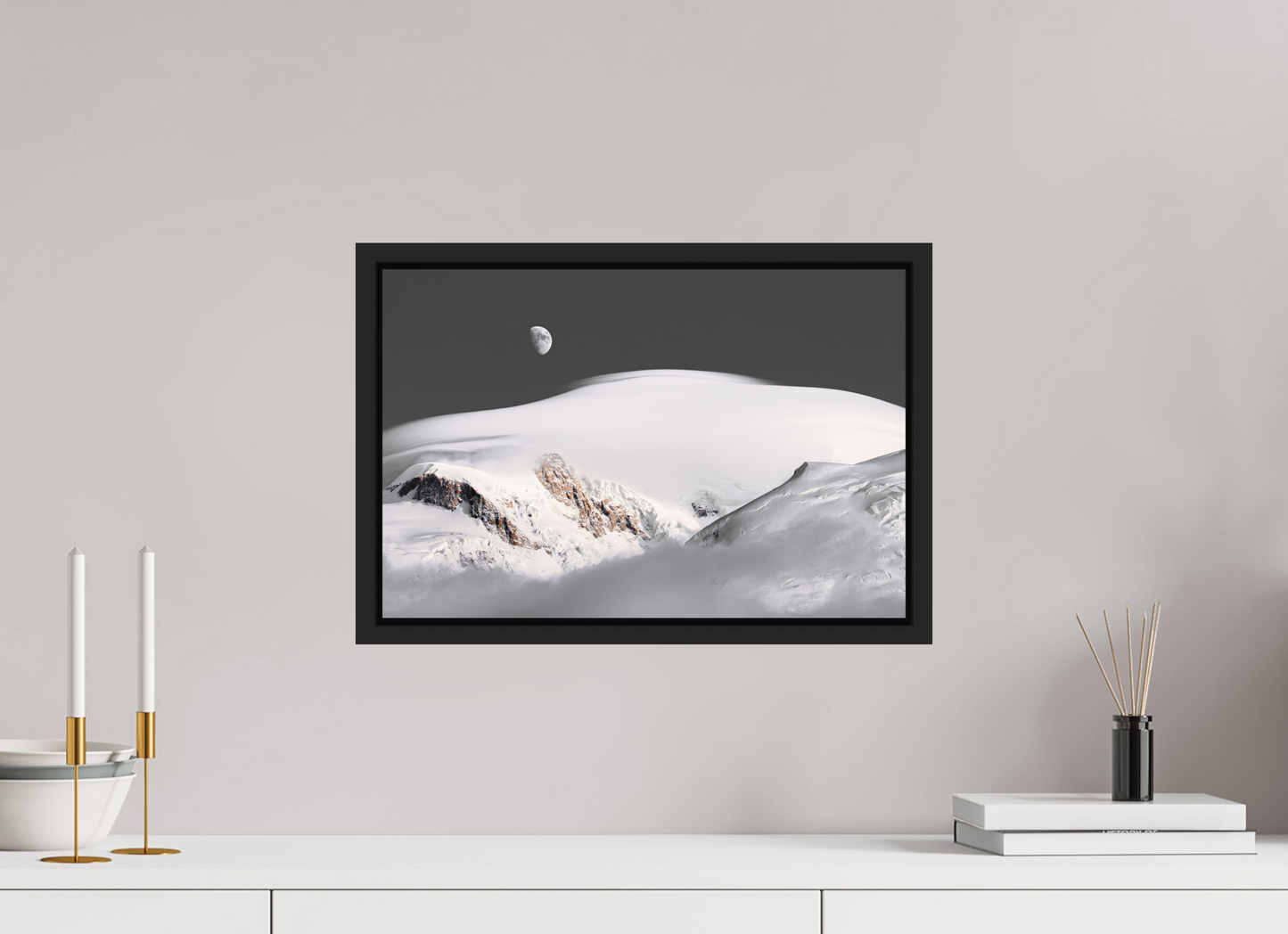 45 x 30 cm, Caisse Américaine Noir Mat Lever de Lune
