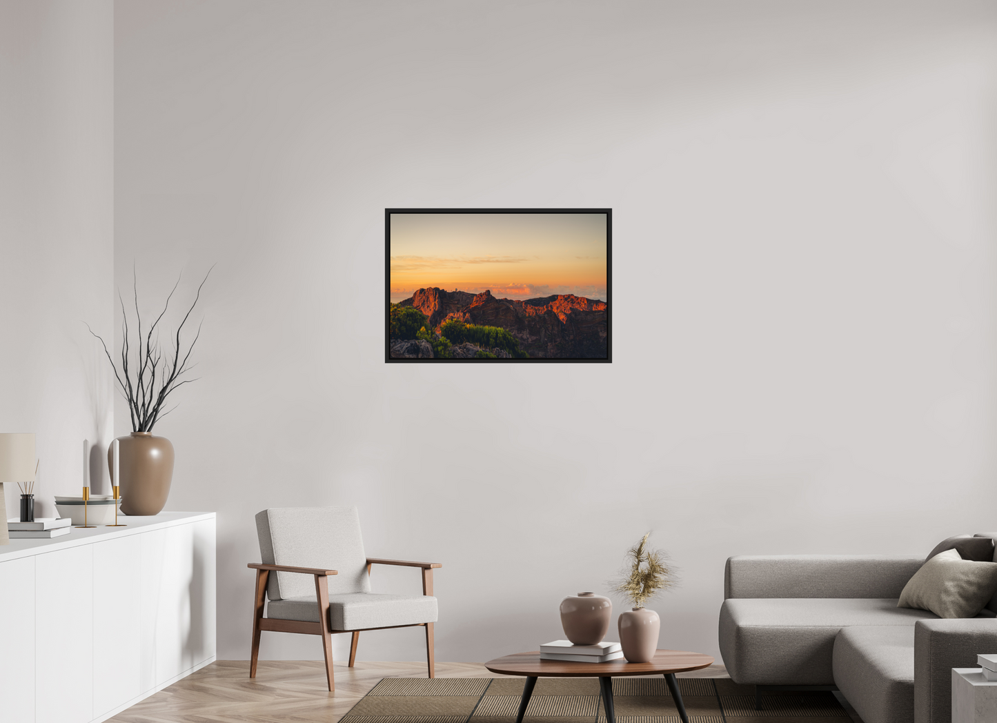 90 x 60 cm, Caisse Américaine Noir Mat Pico do Arieiro at sunrise