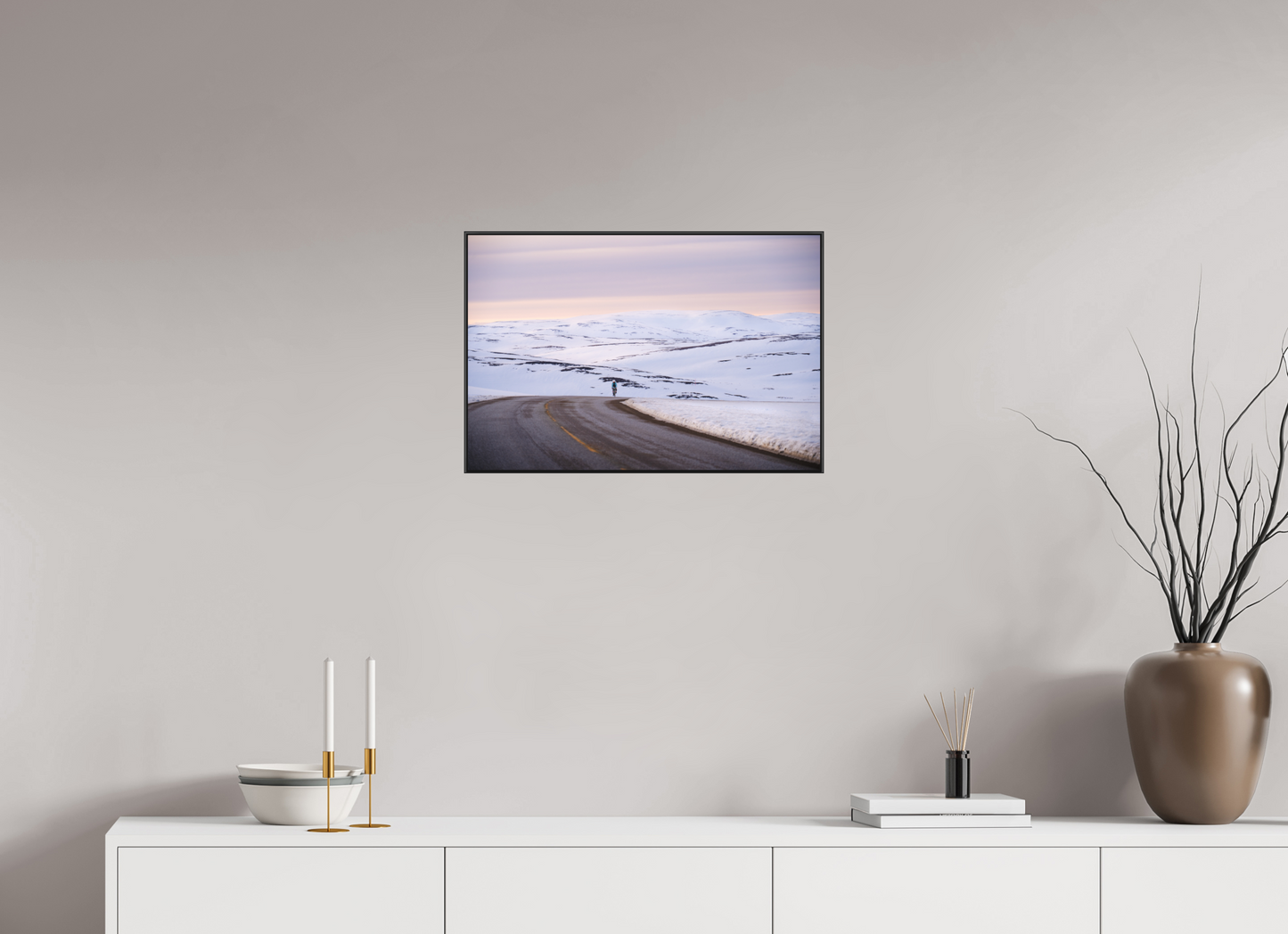 60 x 40 cm, Frame Aluminum Black Acrylic Glass Sur le chemin du retour 2