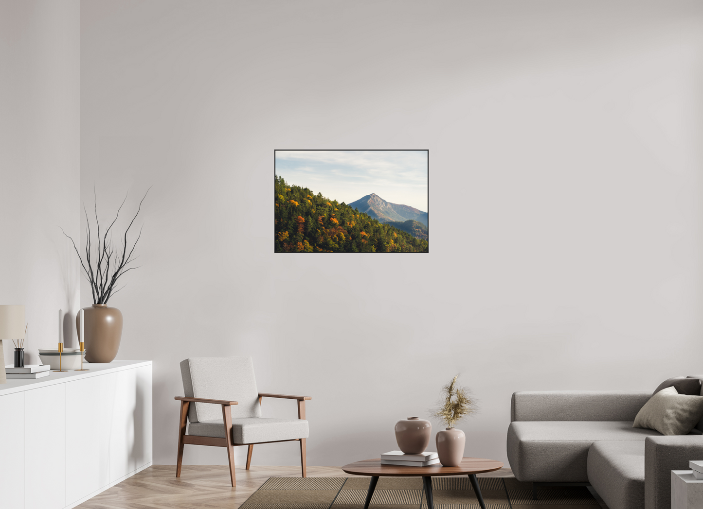90 x 60 cm, Frame Aluminum Black Acrylic Glass Le Diois en Automne