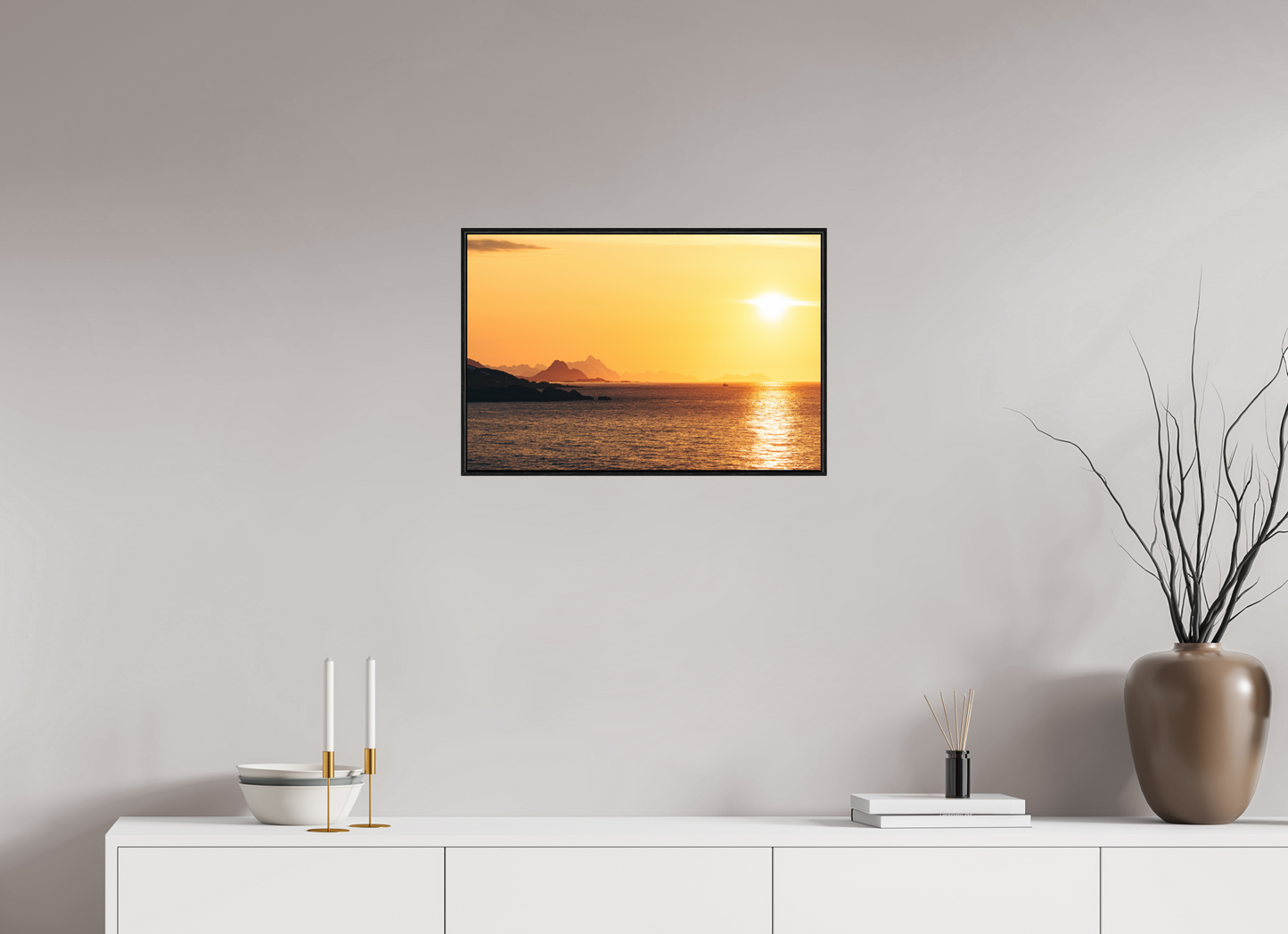 60 x 40 cm, Wooden Frame Black Oak Acrylic Glass Raðljóst I