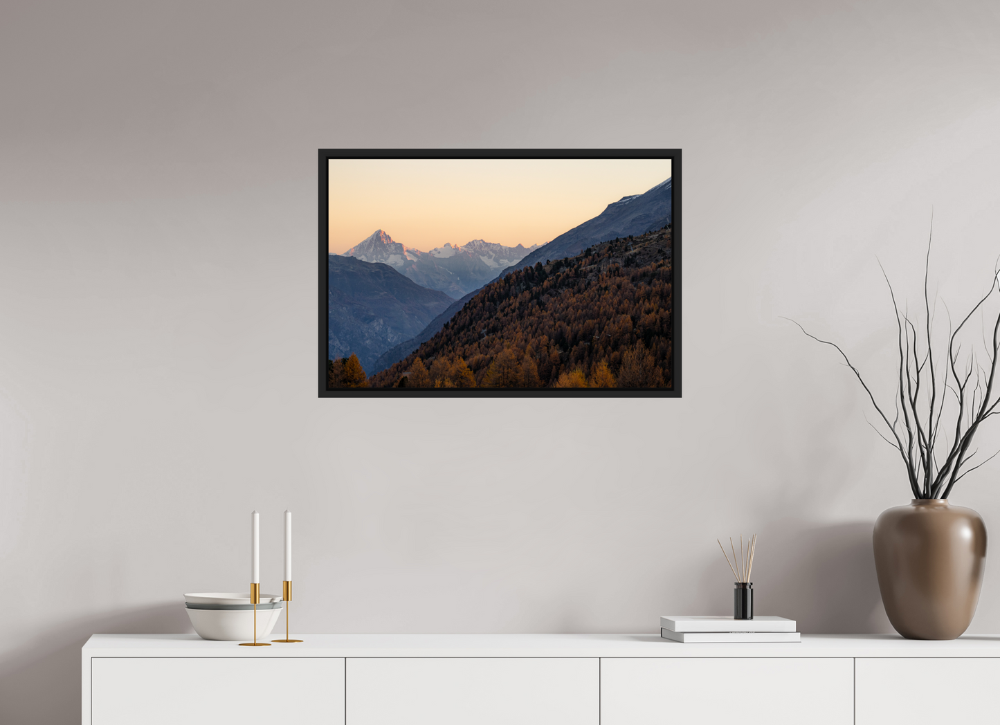 75 x 50 cm, Caisse Américaine Noir Mat Vallée de Zermatt