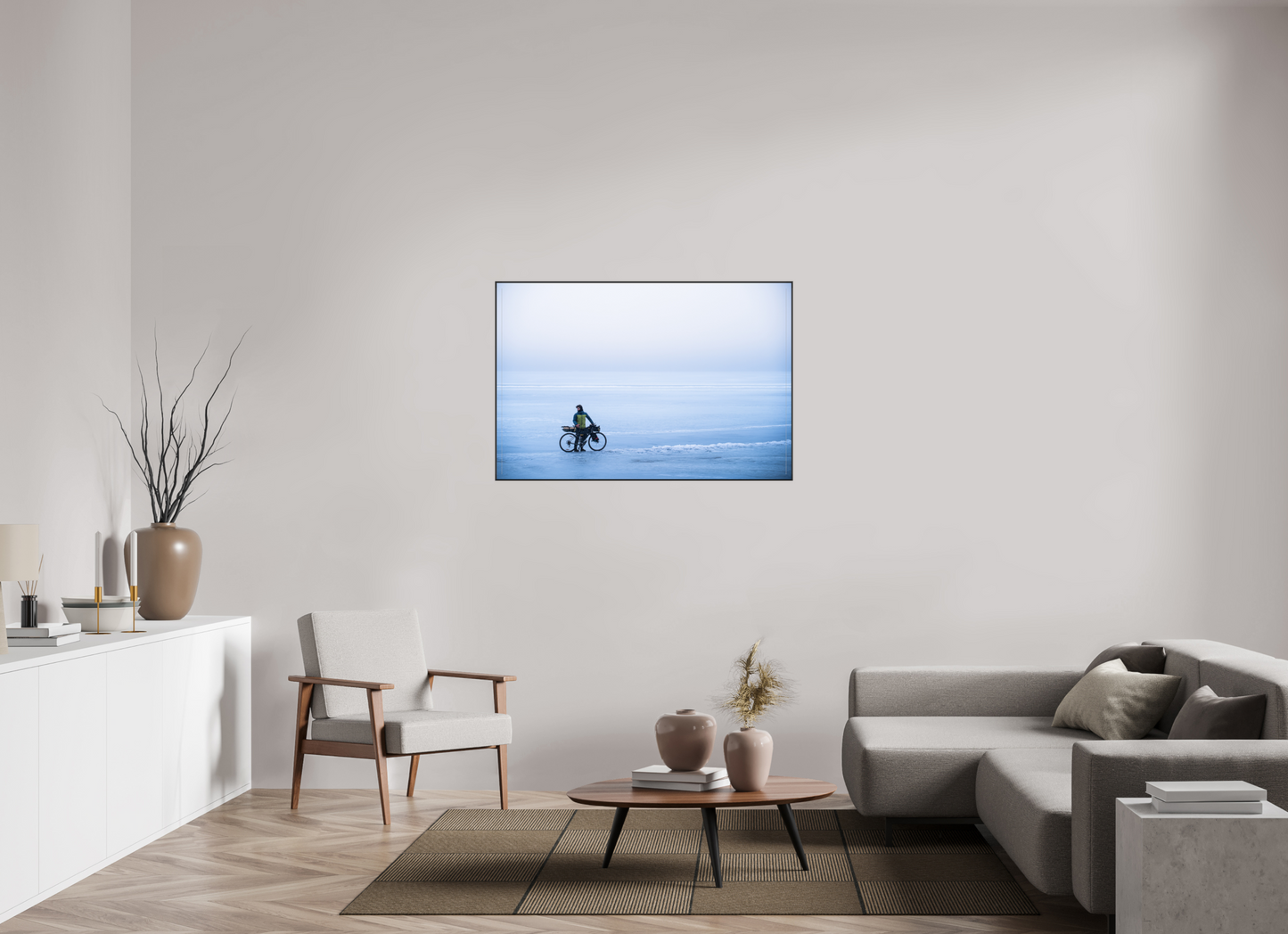 120 x 80 cm, Frame Aluminum Black Acrylic Glass Une page blanche