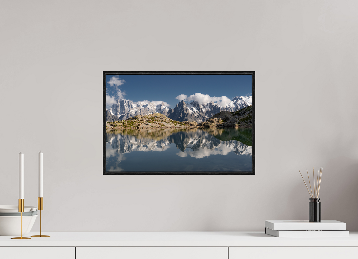 45 x 30 cm, Wooden Frame Black Oak Acrylic Glass Lac Blanc