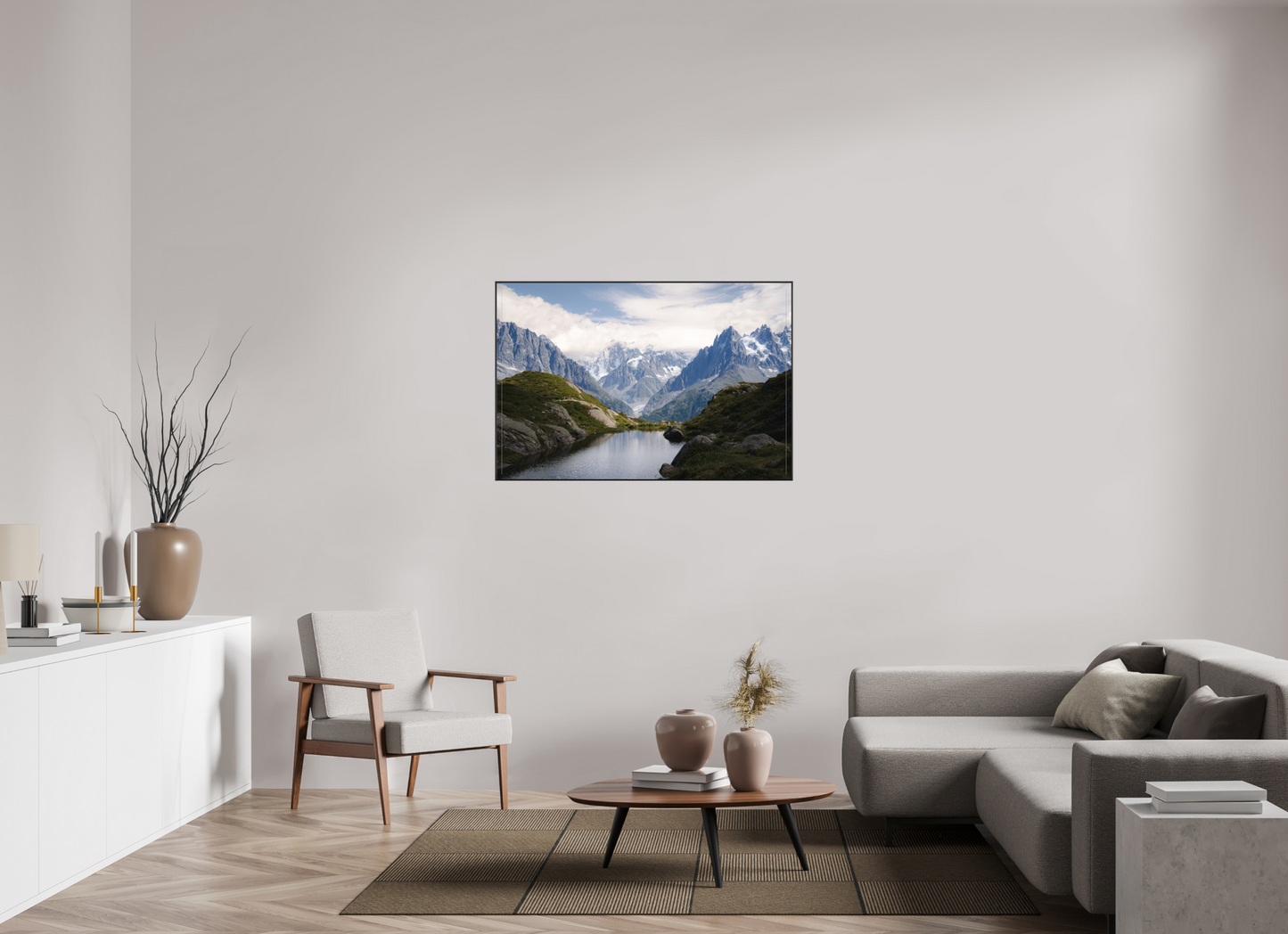 120 x 80 cm, Frame Aluminum Black Acrylic Glass Mer de Glace