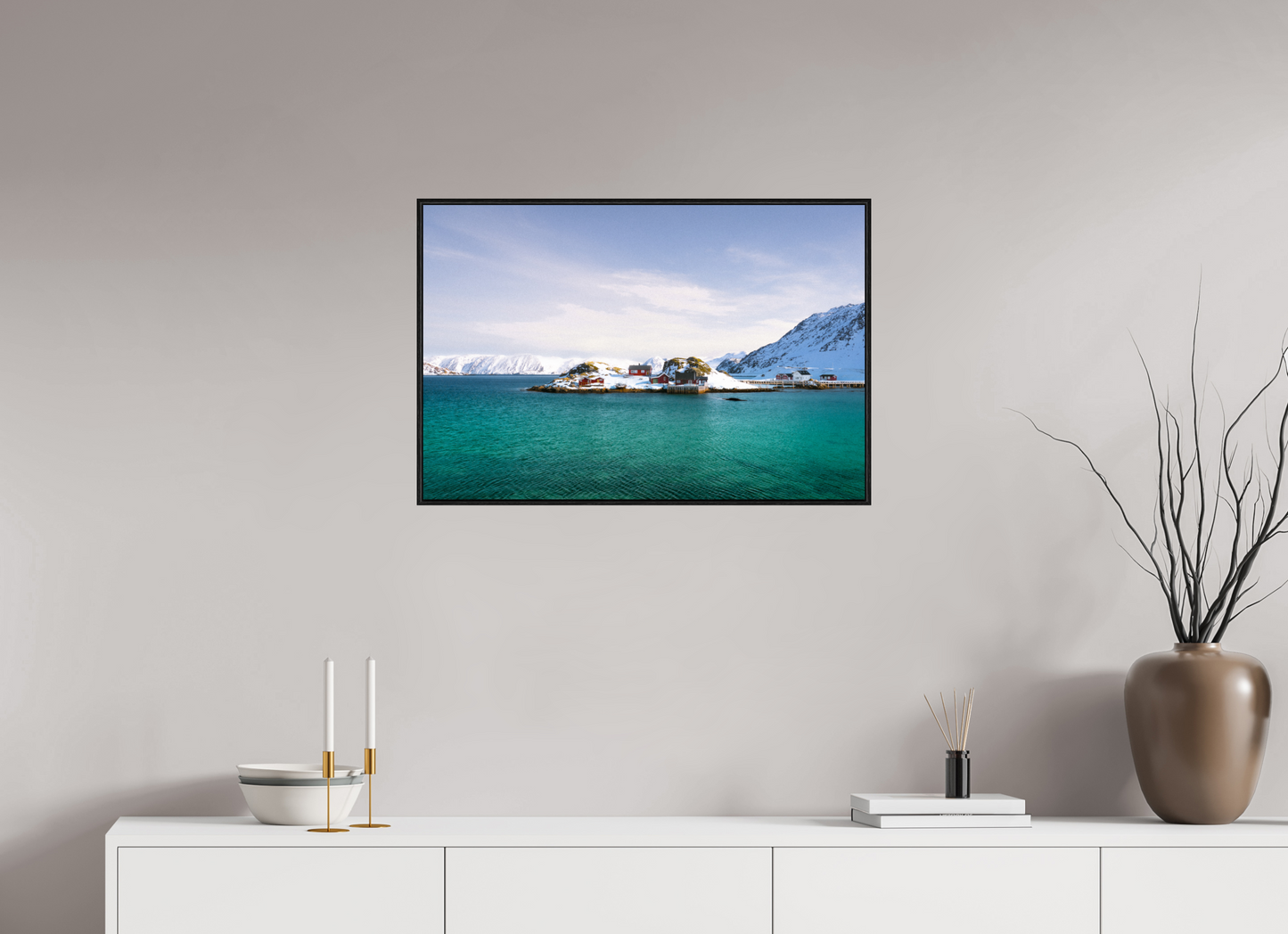 75 x 50 cm, Wooden Frame Black Oak Acrylic Glass Le bout du monde