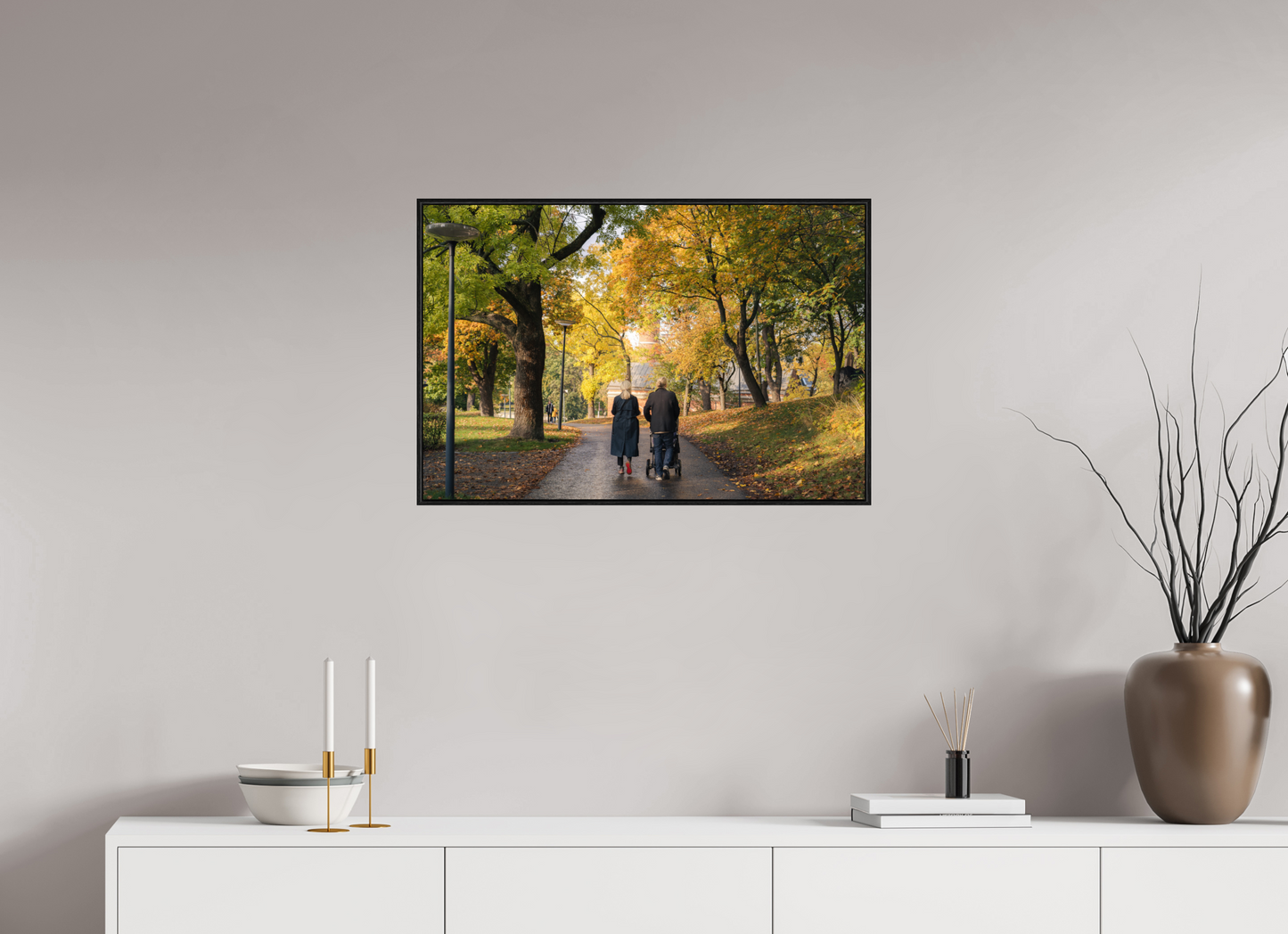 75 x 50 cm, Wooden Frame Black Oak Acrylic Glass Stockholm couple