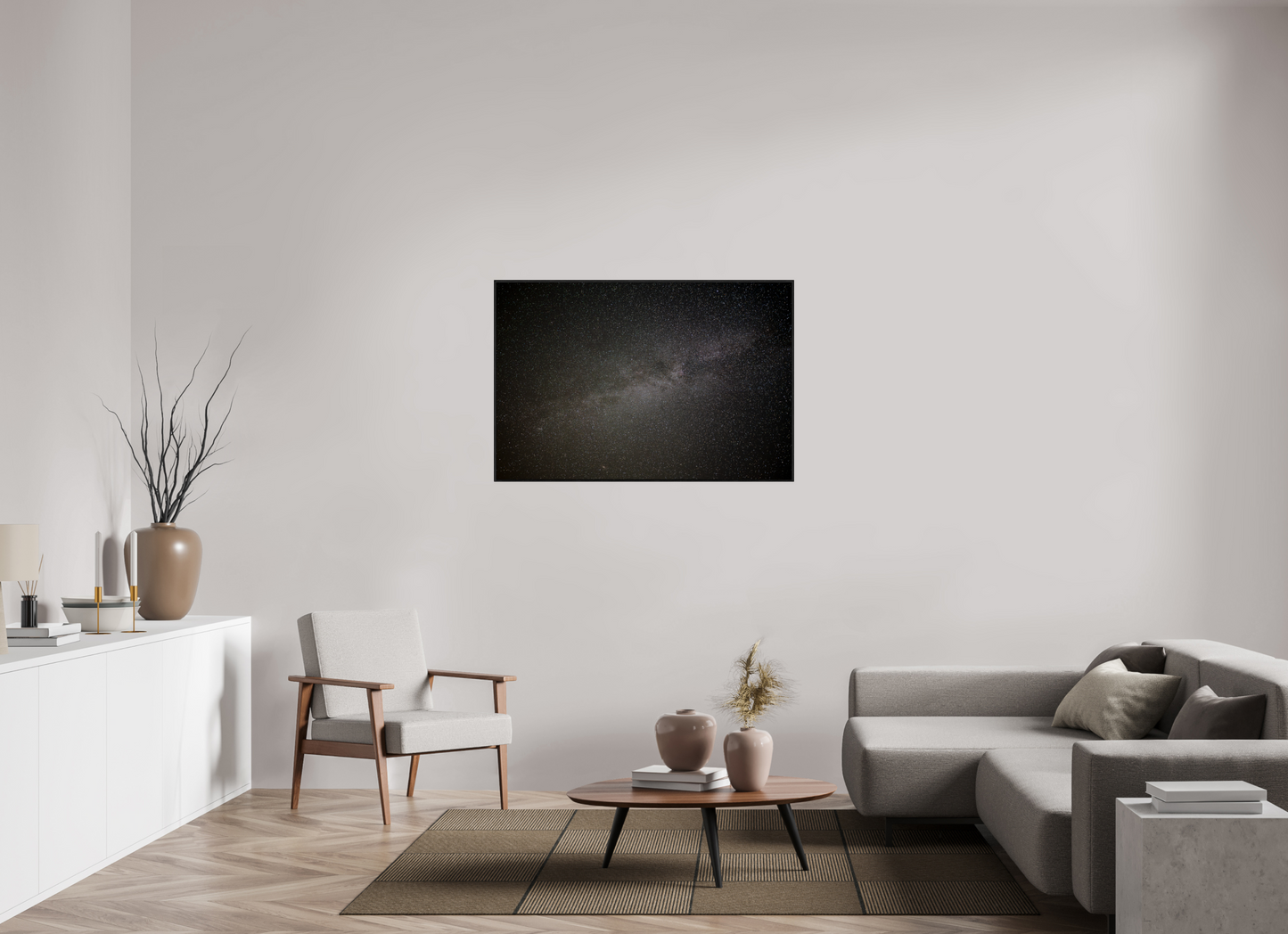 120 x 80 cm, Wooden Frame Black Oak Acrylic Glass Dans le ciel nocturne