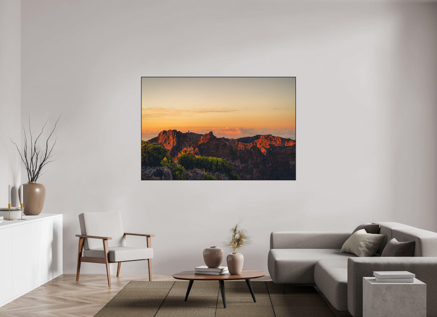 180 x 120 cm, Frame Aluminum Black Acrylic Glass Pico do Arieiro at sunrise