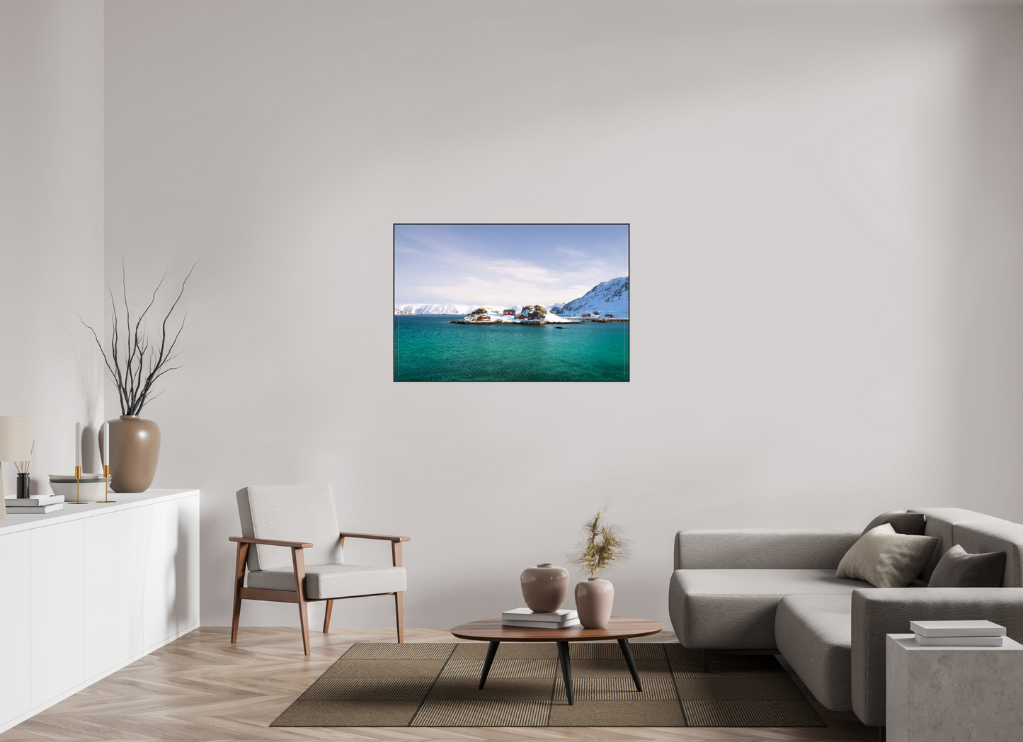 120 x 80 cm, Frame Aluminum Black Acrylic Glass Le bout du monde