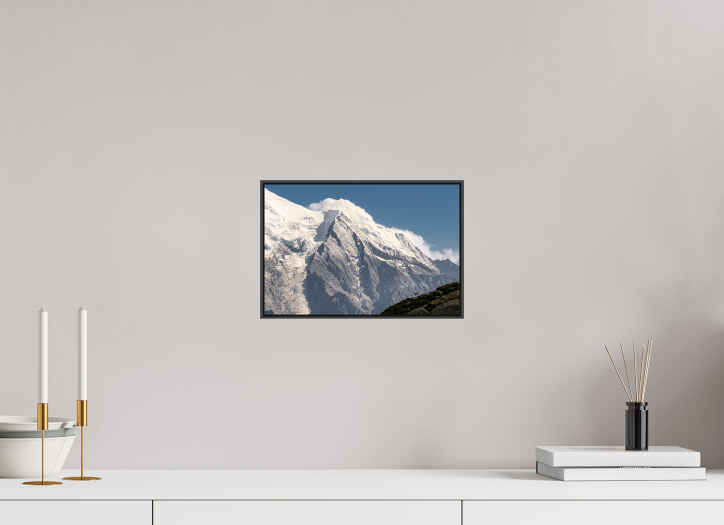 30 x 20 cm, Frame Aluminum Black Acrylic Glass Vue sur Bionnassay