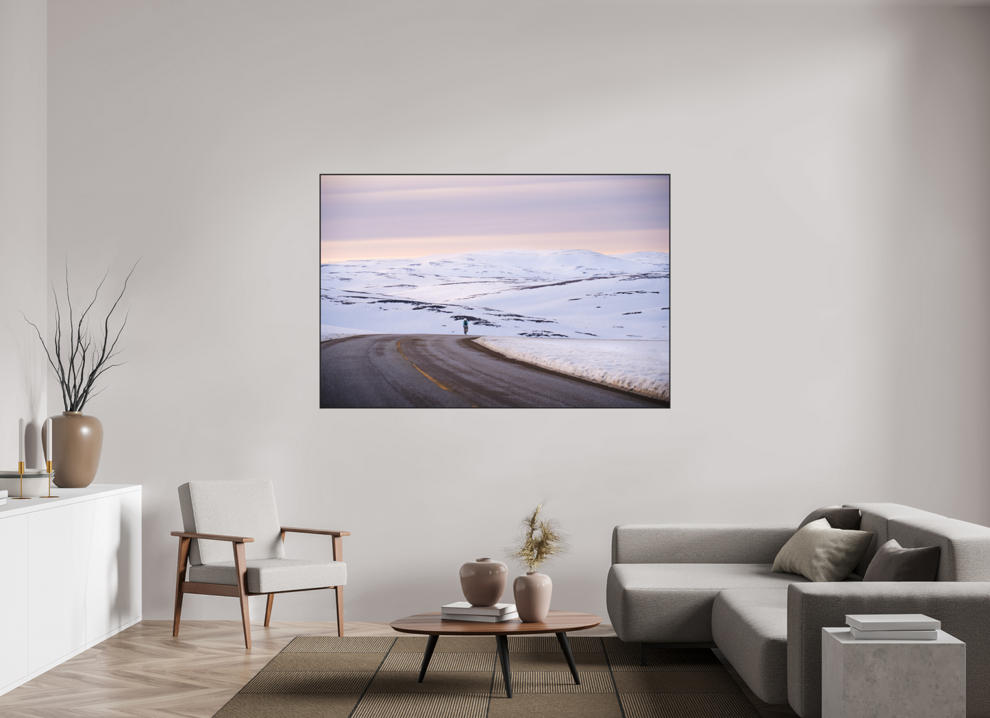 180 x 120 cm, Frame Aluminum Black Acrylic Glass Sur le chemin du retour 2