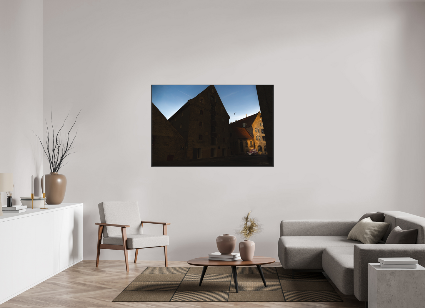 150 x 100 cm, Frame Aluminum Black Acrylic Glass Quartier des Ambassades