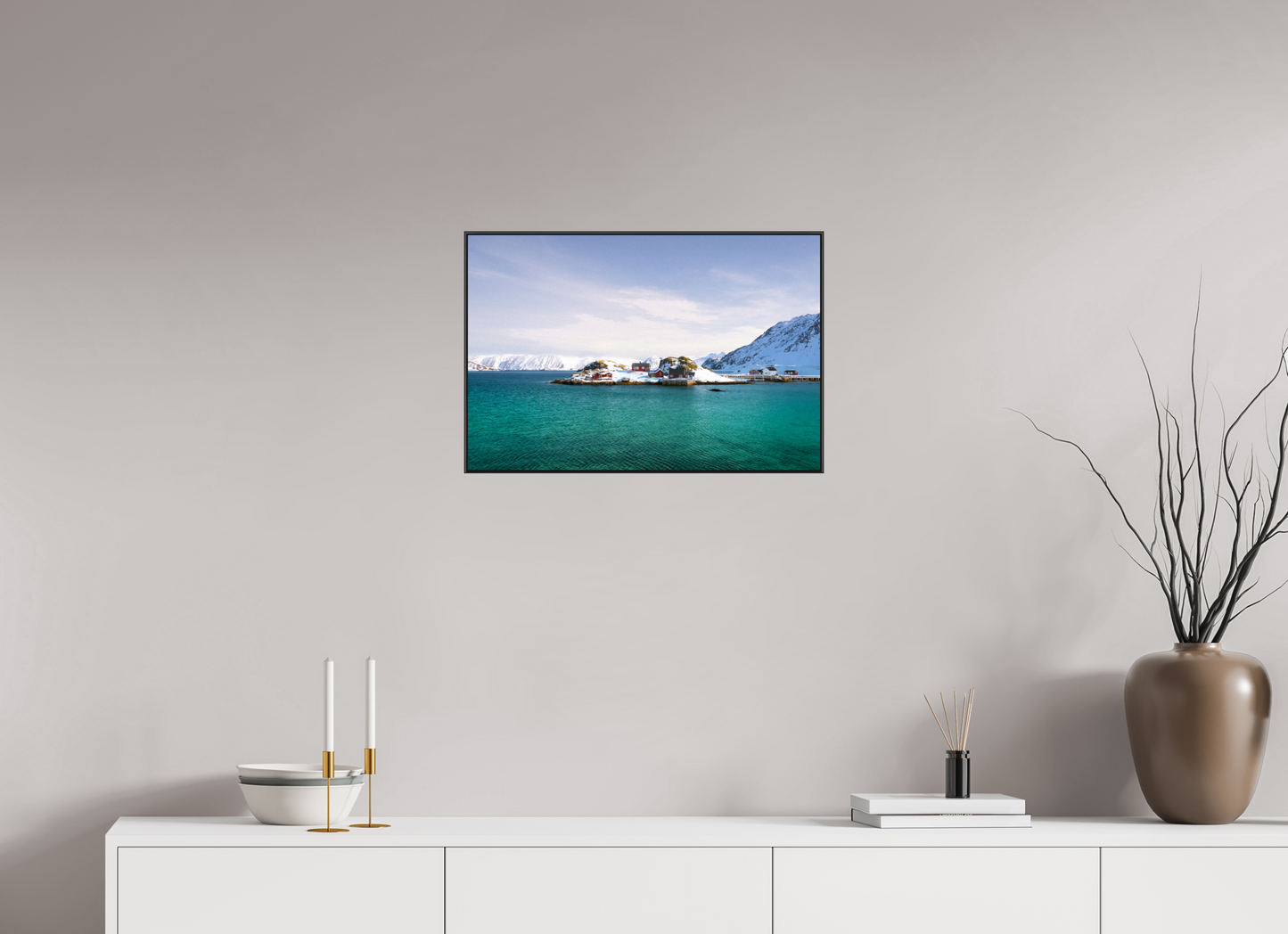 60 x 40 cm, Frame Aluminum Black Acrylic Glass Le bout du monde