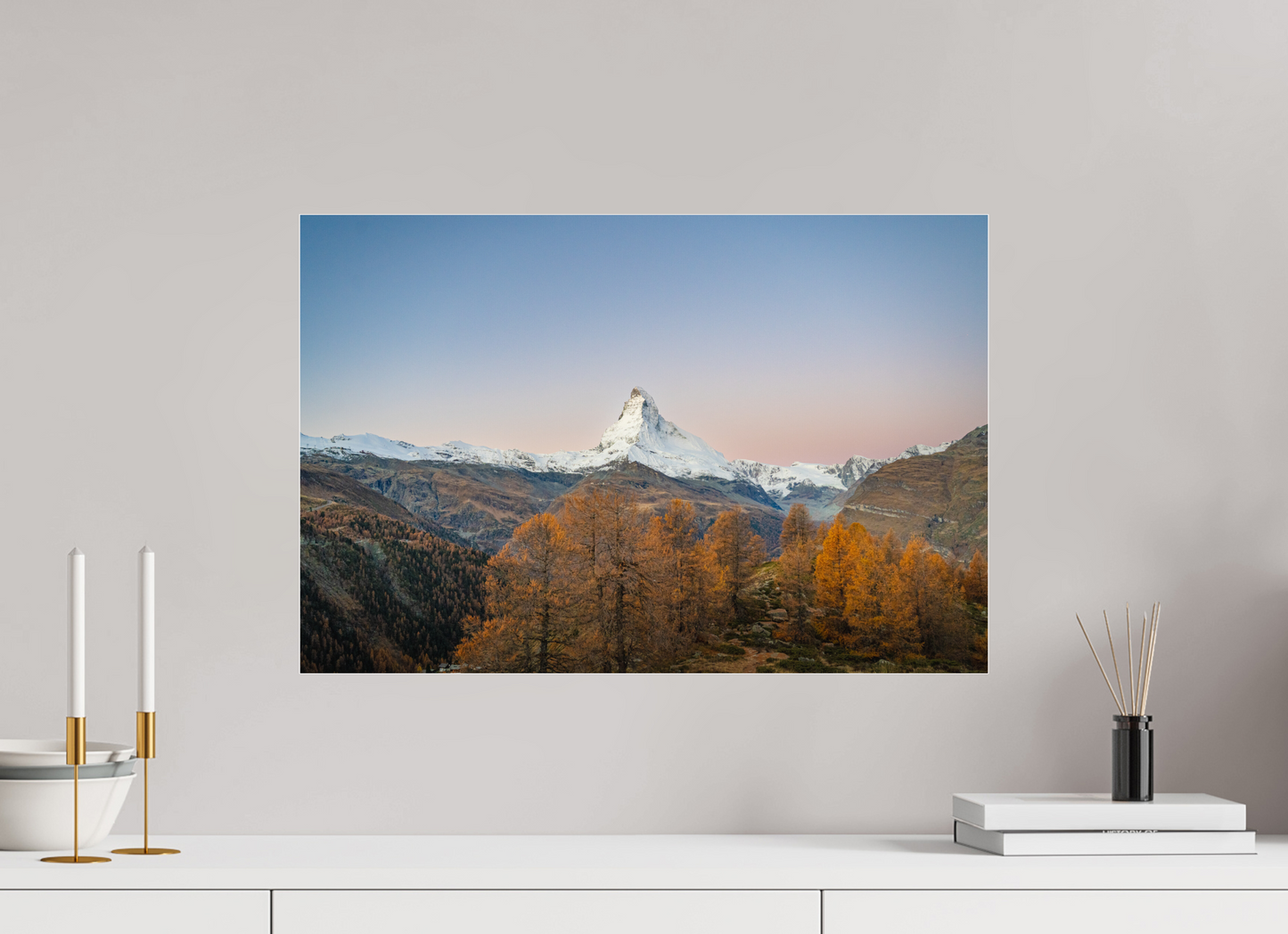 60 x 40 cm, Photo Print Under Acrylic Glass Réveil face au Cervin