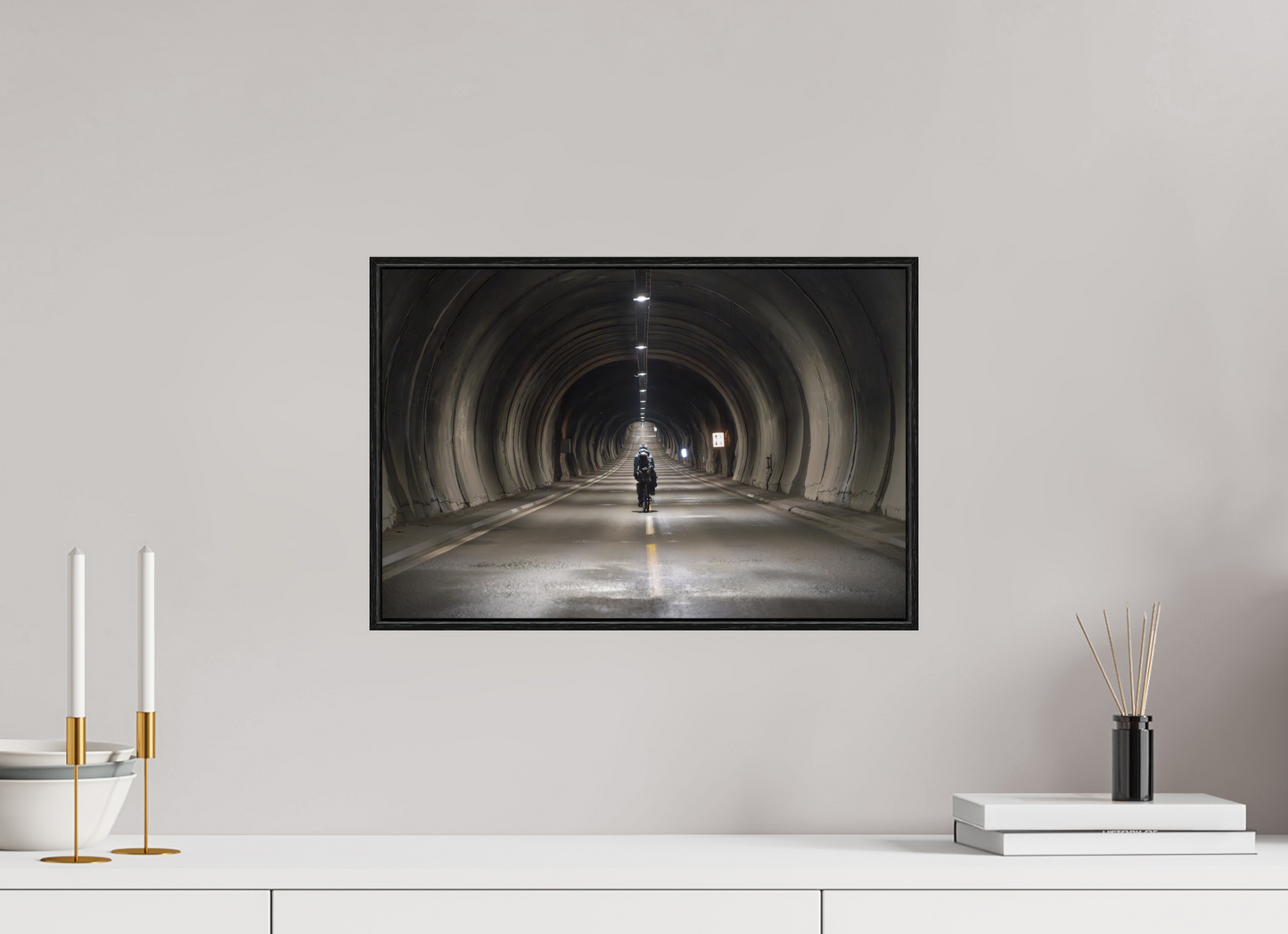 45 x 30 cm, Wooden Frame Black Oak Acrylic Glass Nordkapptunnelen