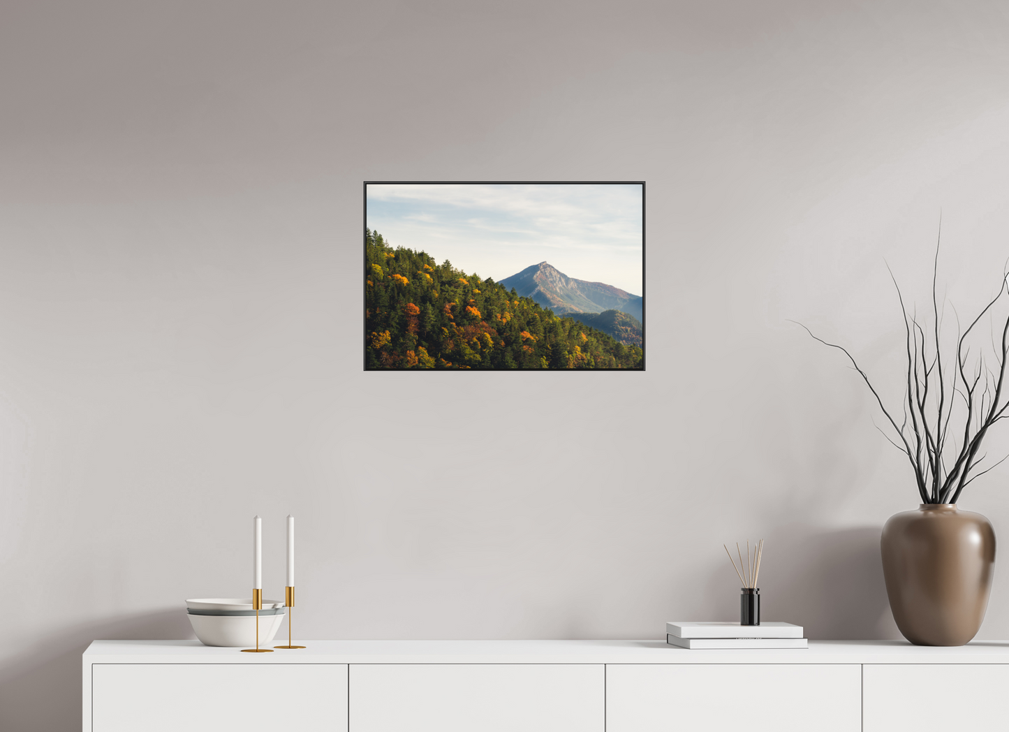 60 x 40 cm, Frame Aluminum Black Acrylic Glass Le Diois en Automne