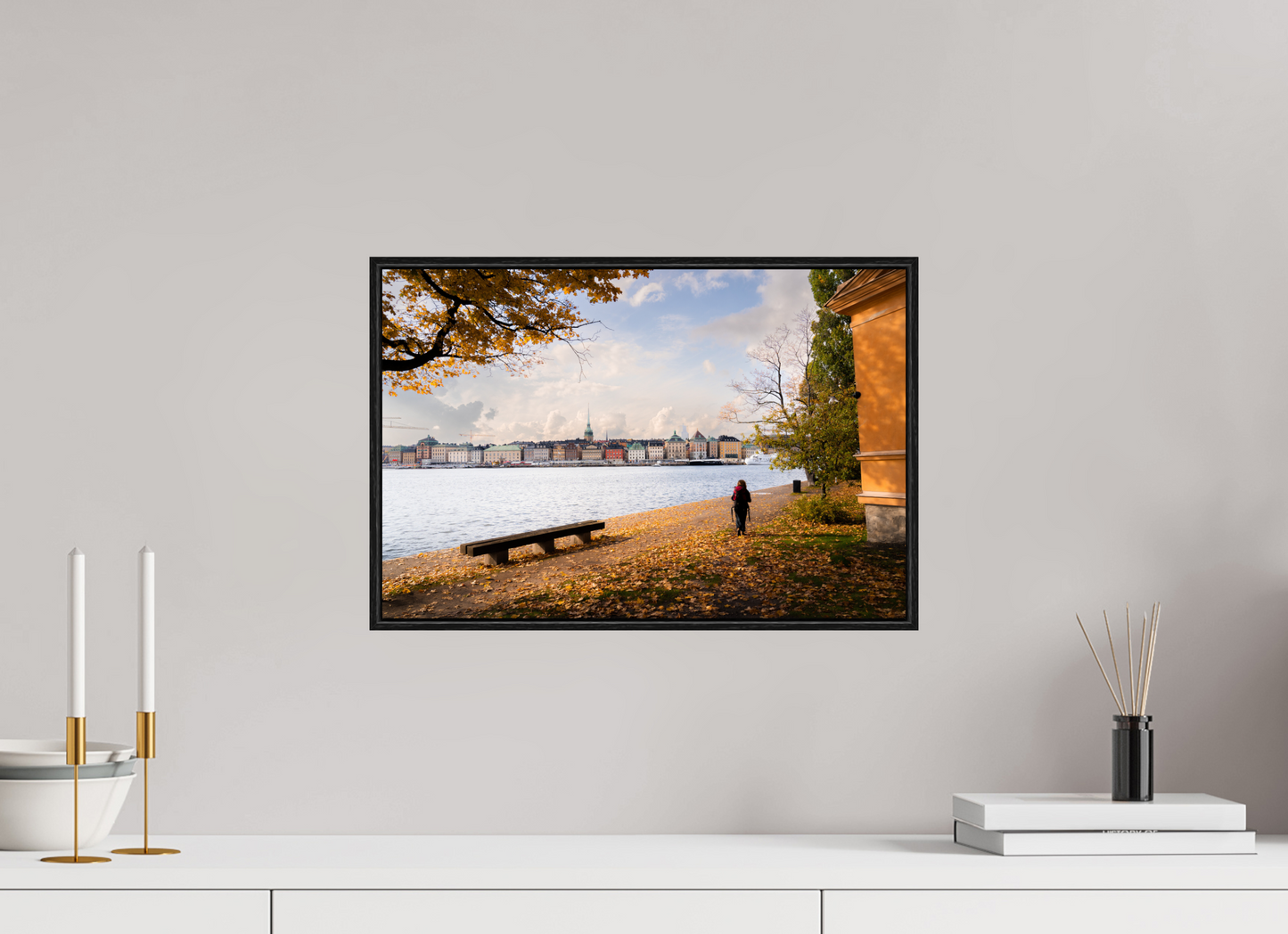 45 x 30 cm, Wooden Frame Black Oak Acrylic Glass Stockholm Islands